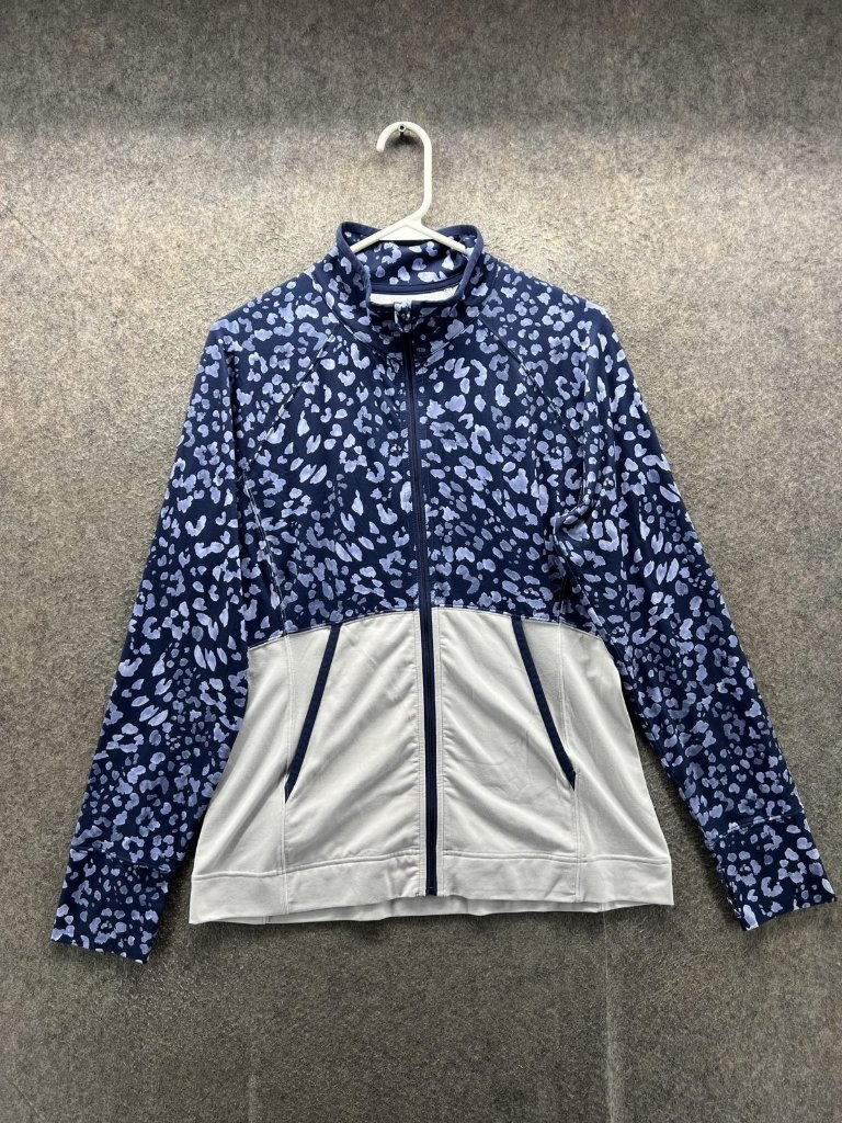 Tommy Bahama Jacket Womens Small Blue Animal Print Islandzone Full Zip Track